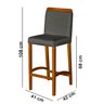 Kit 3 Banquetas Dubai Alta Bar Luxo Pés em Madeira Maciça Área Gourmet Balcão Sacada Hall Cor Cinza - 8