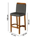 Ver mais imagens de Kit 3 Banquetas Dubai Alta Bar Luxo Pés em Madeira Maciça Área Gourmet Balcão Sacada Hall Cor Cinza