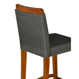 Kit 3 Banquetas Dubai Alta Bar Luxo Pés em Madeira Maciça Área Gourmet Balcão Sacada Hall Cor Cinza - 7