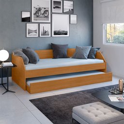 Sofá Cama Solteiro Duo com Cama Auxiliar em Mdf Reforçado 15mm Nature - 1