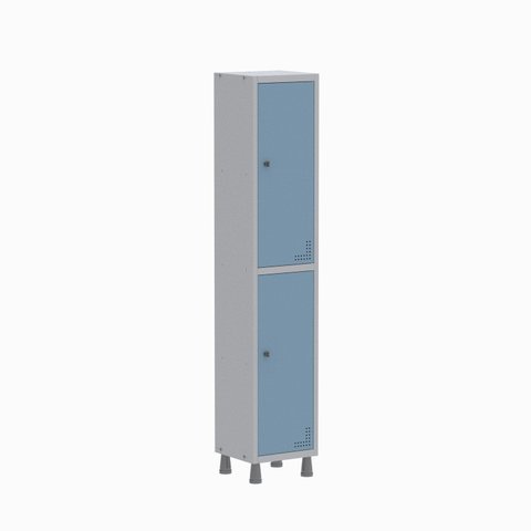 Armário Locker Guarda Volume Aço Light 2 Portas 34,5x179,5cm com Prateleira Interna Cinza/Azul