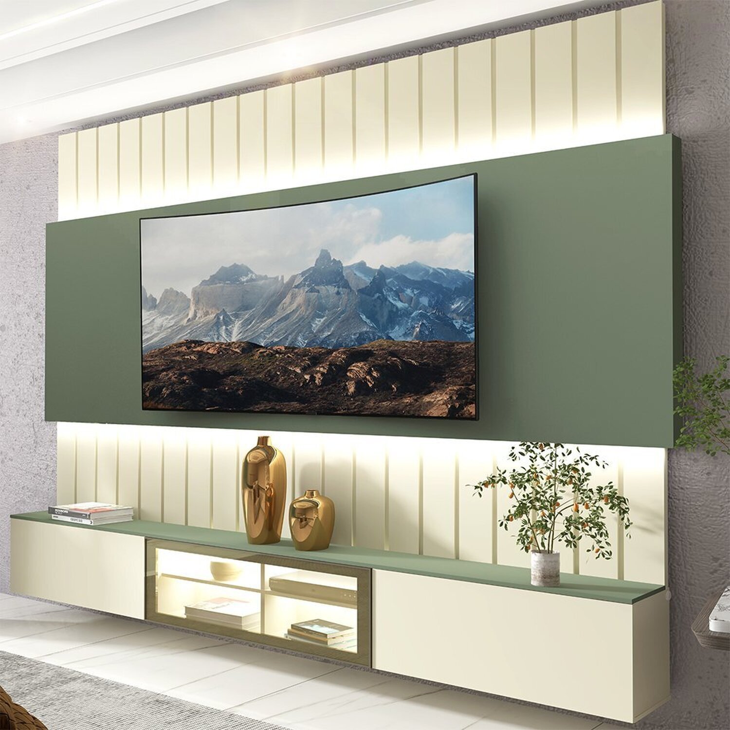 Estante Home para Tv até 85 Polegadas com Led 230cm Soberano Reflecta