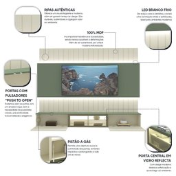 Estante Home para Tv até 90 Polegadas com Led 230cm Soberano Reflecta 100% MDF - 6