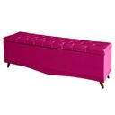 Ver imagem 3 de Kit Helena Cabeceira de Cama Painel e Calçadeira Baú Casal 140 Cm Suede Rosa Pink Eli Móveis e