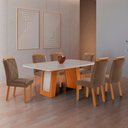 Ver imagem 1 de Mesa de Jantar Carolina Tampo 180cm MDF com Vidro Canto Copo e 6 Cadeiras Melissa