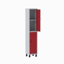 Ver imagem 3 de Armário Locker Guarda Volume Aço Light 2 Portas 34,5x179,5cm com Prateleira Interna Cinza/Vermelho