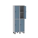 Ver imagem 3 de Armário Locker Guarda Volume Aço Light 4 Portas 69x179,5cm com Prateleira Interna Cinza/Azul