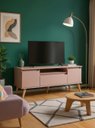 Ver imagem 2 de Rack para TV com Painel e Prateleira 150cm Retro MDF Rosa Dallas - On Móveis