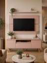 Ver imagem 1 de Rack para TV com Painel e Prateleira 150cm Retro MDF Rosa Dallas - On Móveis