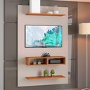Ver imagem 1 de Painel para Tv até 50 Byte com Nicho e 2 Prateleiras Off White / Mel Off White / Mel