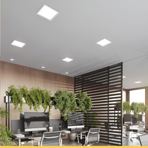 Plafon Painel Embutir de Led Preto Quadrado 18w Recuado Bivolt Branco Neutro 4000k