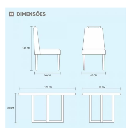 Mesa de Jantar Lisy Tampo Mdf e Vidro Off 120x80 com 4 Cadeiras de Madeira Maciça Safira Bege - 6