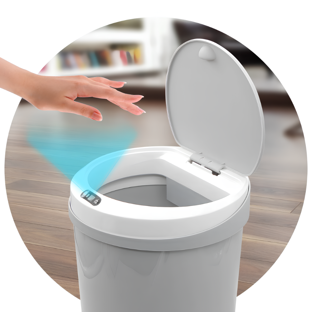 Lixeira Automática Cinza com Sensor Inteligente À Prova D'água 12l, sem Toque, Recarregável Via Usb - 3