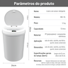 Lixeira Automática Cinza com Sensor Inteligente À Prova D'água 12l, sem Toque, Recarregável Via Usb - 5