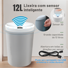 Lixeira Automática Cinza com Sensor Inteligente À Prova D'água 12l, sem Toque, Recarregável Via Usb - 6