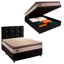 Ver imagem 1 de Cama Box Bau com Colchão Casal D45 Belmont Hellen + Cabeceira Preto