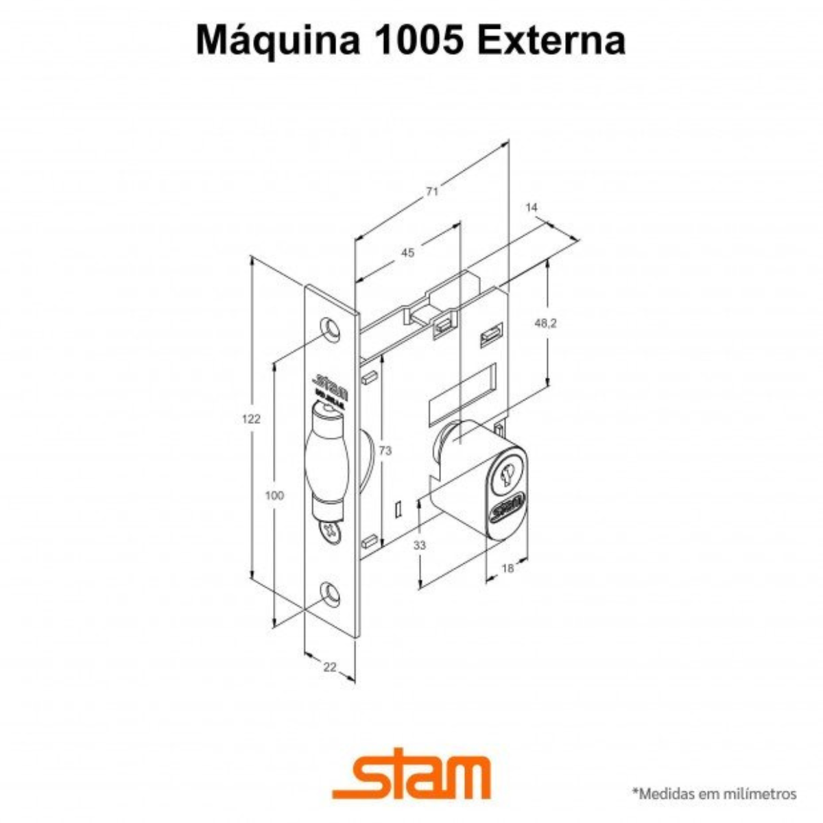 Fechadura Porta Stam Pivotante Rolete 1005 Externo Cromado - 2