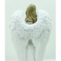 Decoração Anjo Musico Harpa Branco Resina Natal Enfeite 38cm - 4
