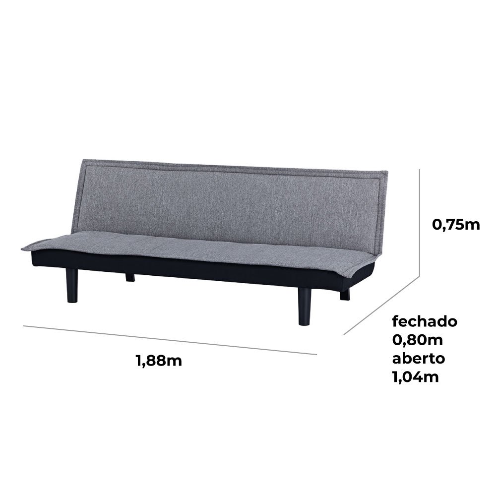 Sofá Cama Masp Cinza Dark Gray em Linho 1,88m - 7