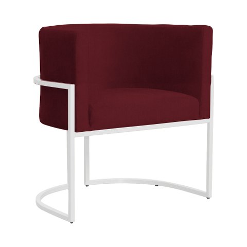 Poltrona Luana Suede Bordo Base Branca Sala Luxo - Fm