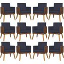 Ver imagem 1 de Kit 12 Poltronas Decorativas para Escritório Lis Corino e Suede Cores Pé Palito
