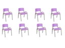 Ver imagem 1 de Kit 8 Cadeiras Infantil Iso, Escola, Base Cinza- Lilas