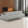 Sofá Ilha Modulado Milos 392cm Puff Lateral Cinza Preto Manchado Linho/pu G33 - Gran Belo - 1