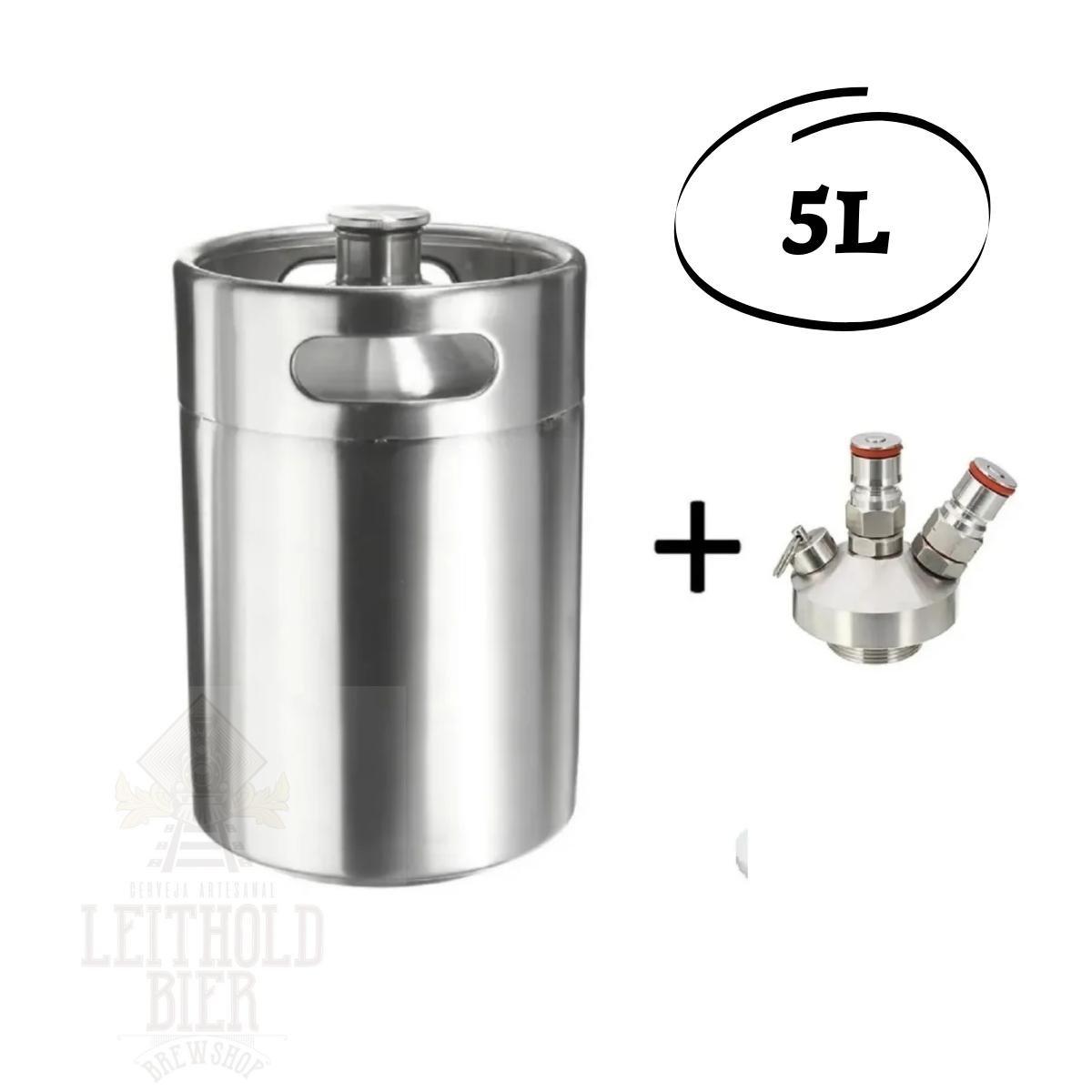 Mini Barril Keg Growler em Inox 5 Litros com tampa ball lock - 1