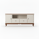 Ver imagem 3 de Rack 2 Portas 2 Gavetas Grande MDF Nicho Ecomem Clássico Pés Luiz Xv Off White - Imbuia
