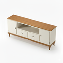 Ver imagem 2 de Rack 2 Portas 2 Gavetas Grande MDF Nicho Ecomem Clássico Pés Luiz Xv Off White - Imbuia