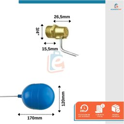 Torneira de Boia Zamac Reforçado Balão Plástico Garden 3/4 - 3