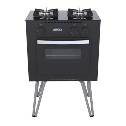 Fogão a Gás Mini Cook 2 Bocas com Forno Preto - Venax