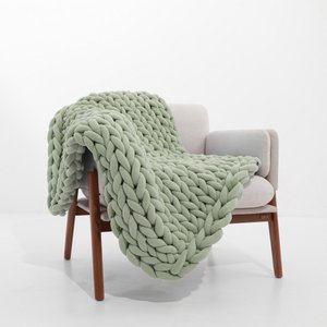 Manta Peseira de Tricot Solteiro/sofá 0,60x1,50m, Cor Verde Claro - Magma Cotton