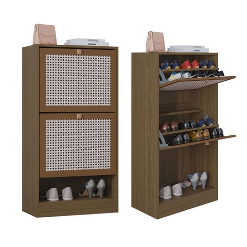 Kit 2 Sapateiras Tropical 2 Portas Multiuso Vertical Poquema