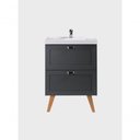 Ver imagem 2 de Gabinete para Banheiro com Cuba 60cm Retro Mdf Grafite Milano - On Móveis