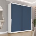 Ver imagem 1 de Guarda Roupa Roupeiro 2 Portas de Correr 2 Gavetas Porto Branco Azul Politorno Móveis