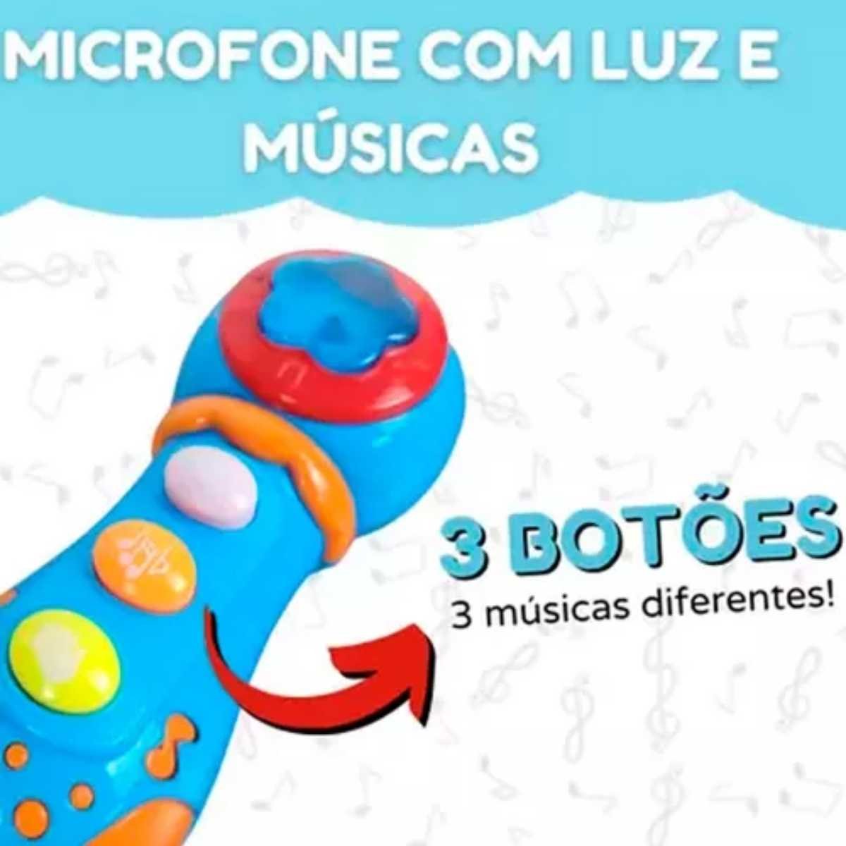 Brinquedo para Bebê Educativo Microfone Som e Luz Inmetro - 4