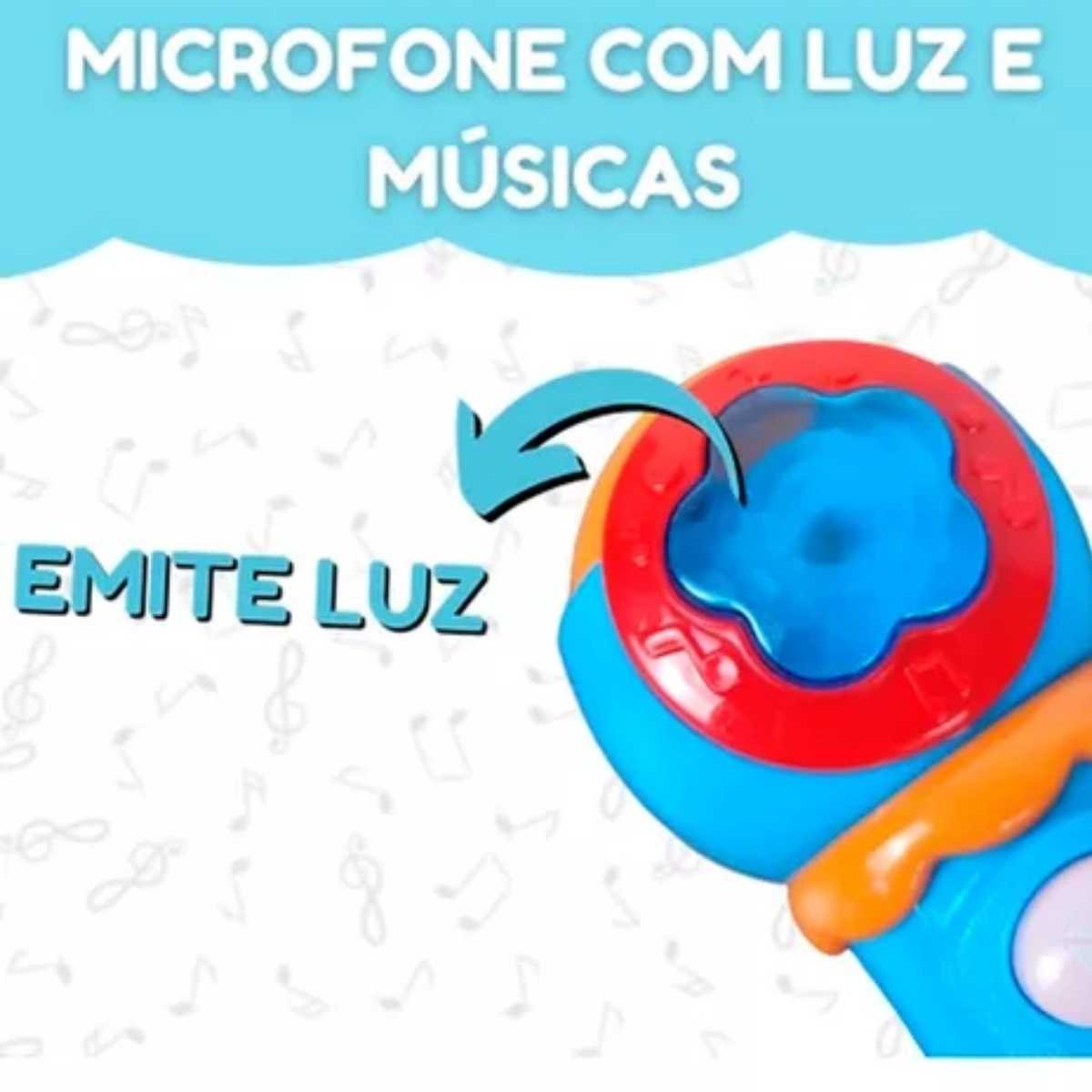 Brinquedo para Bebê Educativo Microfone Som e Luz Inmetro - 5