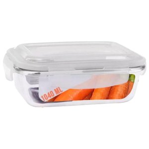 Pote Vidro Hermética Marmita Tampa Silicone Preto 1040ml Grande