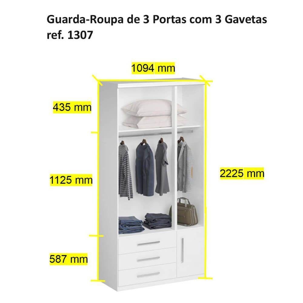 Guarda-roupa 3 Portas com Sapateira 1307 Ilan San Remo - 3