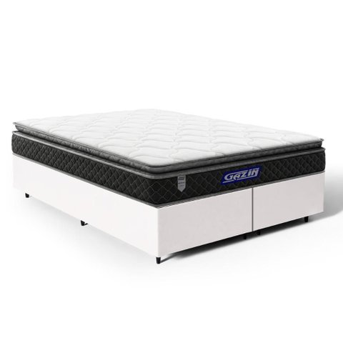 Cama Box com Colchão Gazin de Espuma D28 Pillow Top Ortoblack Queen 158cm
