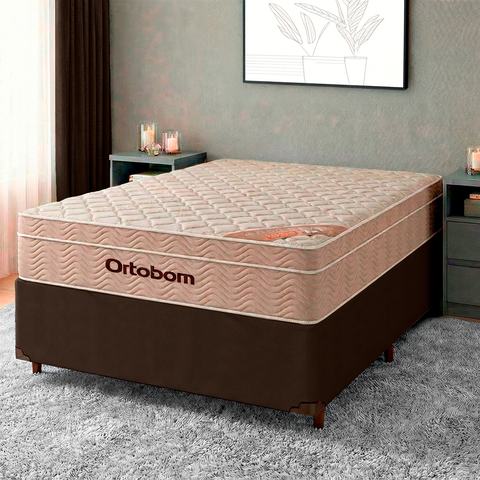 Cama Box + Colchão Casal Molas Ensacadas Airtech Ortobom