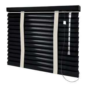 Persiana Horizontal - 0,80m Larg X 2,20m Alt - Alumínio 50mm com Fita Decorativa - Cor: Preta - Fita
