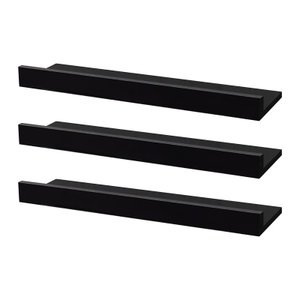 Kit 3 Prateleiras Porta Quadros 60 X 10cm Preta Suporte Invisível