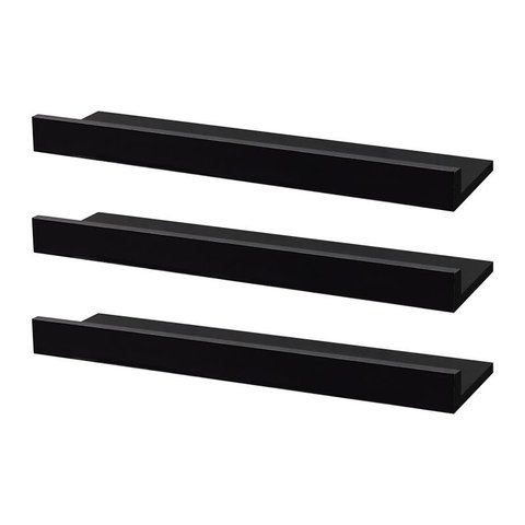 Kit 3 Prateleiras Porta Quadros 60 X 10cm Preta Suporte Invisível