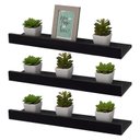 Ver imagem 2 de Kit 3 Prateleiras Porta Quadros 60 X 10cm Preta Suporte Invisível