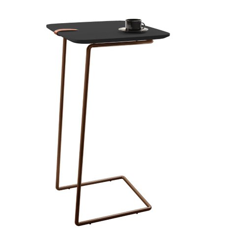 Mesa Apoio Lateral para Sofá Atenas Pé Café:Preto