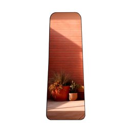 Espelho Grande com Moldura Couro 3cm de Chão Corpo Inteiro 110x60cm - Mod. Tetris Caramelo - 2