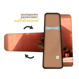 Espelho Grande com Moldura Couro 3cm de Chão Corpo Inteiro 110x60cm - Mod. Tetris Caramelo - 7