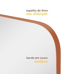 Espelho Grande com Moldura Couro 3cm de Chão Corpo Inteiro 110x60cm - Mod. Tetris Caramelo - 5